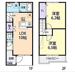 ＷＩＬＬ　ＣＯＵＲＴ（ウィルコート） 1階2LDKの間取り