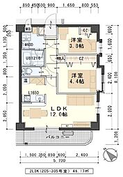 クレセール230 2階2LDKの間取り