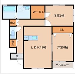 アルコイリス2番館 2LDKの間取図画像