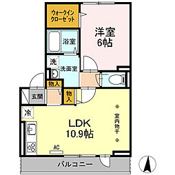 コージーコート・Ｆ 2階1LDKの間取り