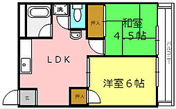 市ノ前ハイツ 3階2LDKの間取り