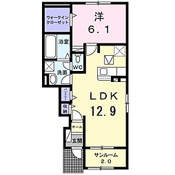 ベルボニートA 1LDKの間取図画像