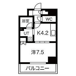 ラフルール連坊 5階1DKの間取り