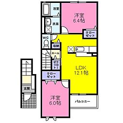 ジュネス2 2LDKの間取図画像