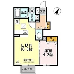 D-room階上A 1LDKの間取図画像