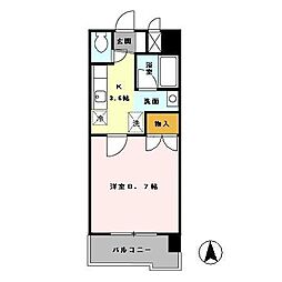 JR東北本線 長町駅 徒歩3分の賃貸マンション 8階1Kの間取り