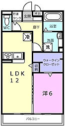 カサレリアII 3階1LDKの間取り