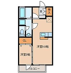 カサヴェルデ1番館 1LDKの間取図画像