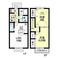 ヴィラ椿 1階2LDKの間取り