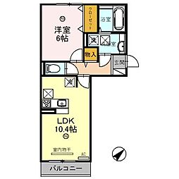 JR東海道・山陽本線 草津駅 徒歩21分の賃貸アパート 1階1LDKの間取り