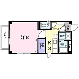 マイルストーン五橋 1Kの間取図画像
