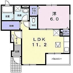 エスカレント2 1LDKの間取図画像