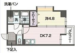 レキシントンスクエア駅東 1DKの間取図画像