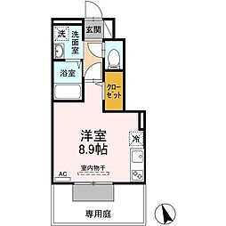 エスペランサ祇園原町 1階ワンルームの間取り