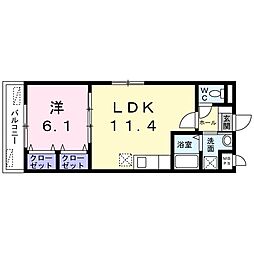 シャルマン 1LDKの間取図画像