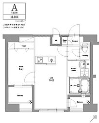エンクレスト博多駅南セレス 1LDKの間取図画像
