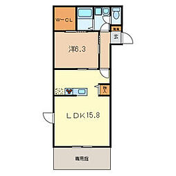 ベルエスペランサドゥ 1LDKの間取図画像