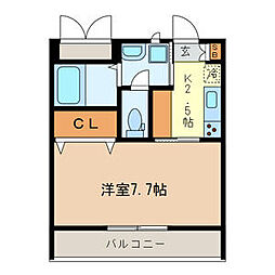 アレアデマン　II 1階1Kの間取り