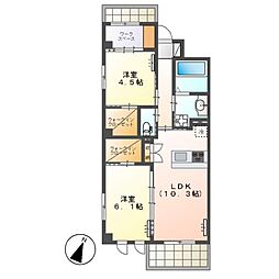 JR総武本線 千葉駅 徒歩8分の賃貸マンション 5階2LDKの間取り