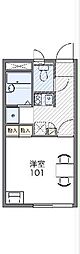 レオパレス学園東町 1階1Kの間取り