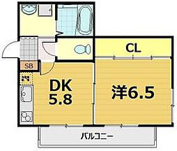 ホルツ山王 1DKの間取図画像