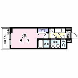 近鉄奈良線 八戸ノ里駅 徒歩6分の賃貸アパート 3階1Kの間取り