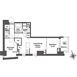 ミリアレジデンス浅草駒形 10階2LDKの間取り