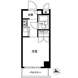 リーマ西台クレスト 2階ワンルームの間取り