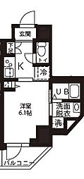 JR横浜線 新横浜駅 徒歩8分の賃貸マンション 2階1Kの間取り
