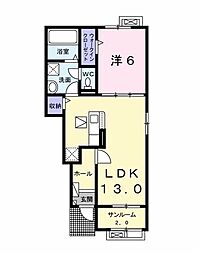 Ｇｒａｃｅ　ｍｏｂａｒａ　Ａ 1階1LDKの間取り