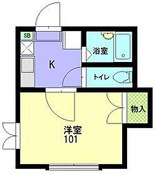 東急目黒線 武蔵小山駅 徒歩6分の賃貸アパート 1階1Kの間取り