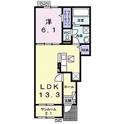 JR東海道本線 三河三谷駅 徒歩4分の賃貸アパート 1階1LDKの間取り
