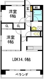 ロイヤルヒルズ 3階2LDKの間取り