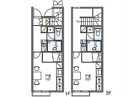 レオパレス六条大溝 1Kの間取図画像
