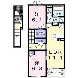 ポー・チャコット 2階2LDKの間取り