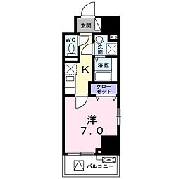 ジョリ　シャルマン 3階1Kの間取り