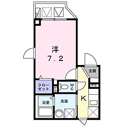 小田急小田原線 参宮橋駅 徒歩7分の賃貸マンション 2階1Kの間取り