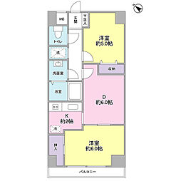 レジデンス浜田山 2DKの間取図画像