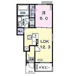 ルナ・パークA 1LDKの間取図画像
