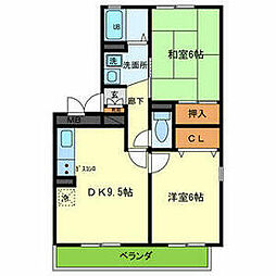 ピーチハイツ上町 3階2DKの間取り