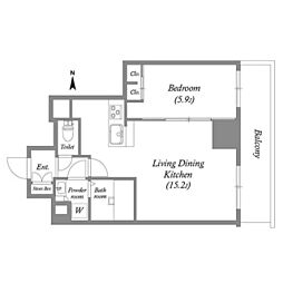 Osaka Metro御堂筋線 江坂駅 徒歩7分の賃貸マンション 2階1LDKの間取り