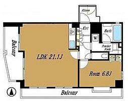 ビヴァーチェ大崎 3階1LDKの間取り