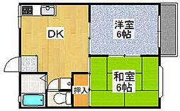 グリーンパーク根岸A 2DKの間取図画像