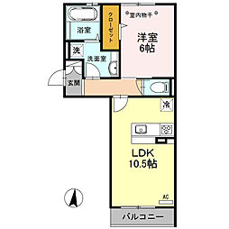ロイジェントパークス レイクタウン III　Ｅ 2階1LDKの間取り