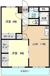 ユーミー西城南 2LDKの間取図画像