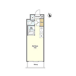 東急池上線 五反田駅 徒歩7分の賃貸マンション 3階ワンルームの間取り