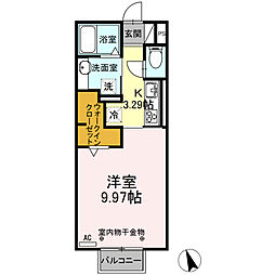 カッサミリーナ 2階1Kの間取り