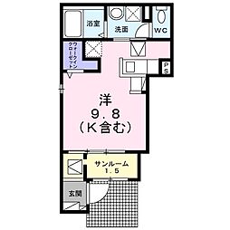 コスモハイツ・1 ワンルームの間取図画像