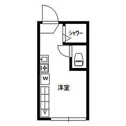 ロイヤルハウス 2階ワンルームの間取り