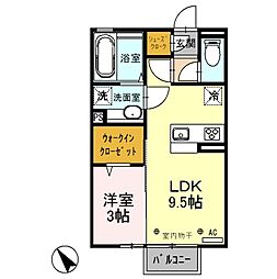 プラチナゲート 2階1LDKの間取り